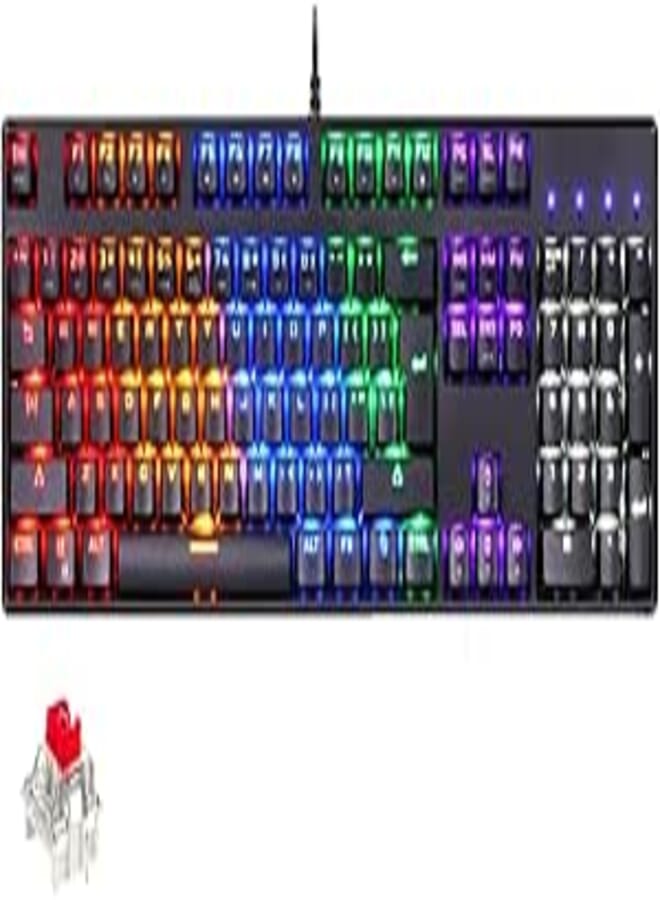 CK107 RGB Gaming Mechanical Keyboard - Red Switches - Full Keys Anti Ghosting - Full RGB Lighting